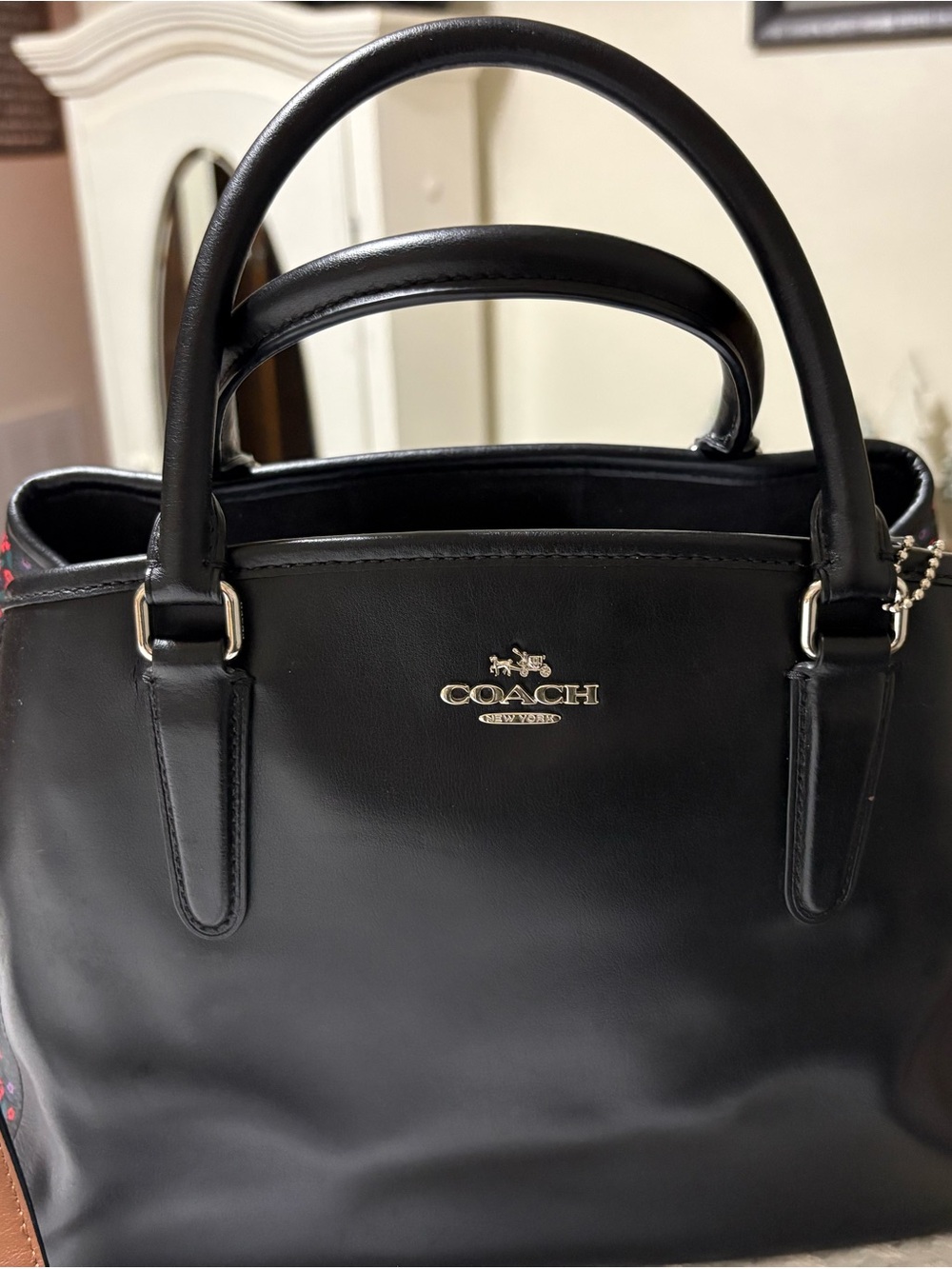 COACH Black Leather Small Top-Handle Briefcase